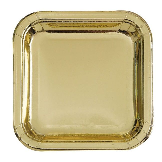 Unique Gold Foil Square Plate 9 inch